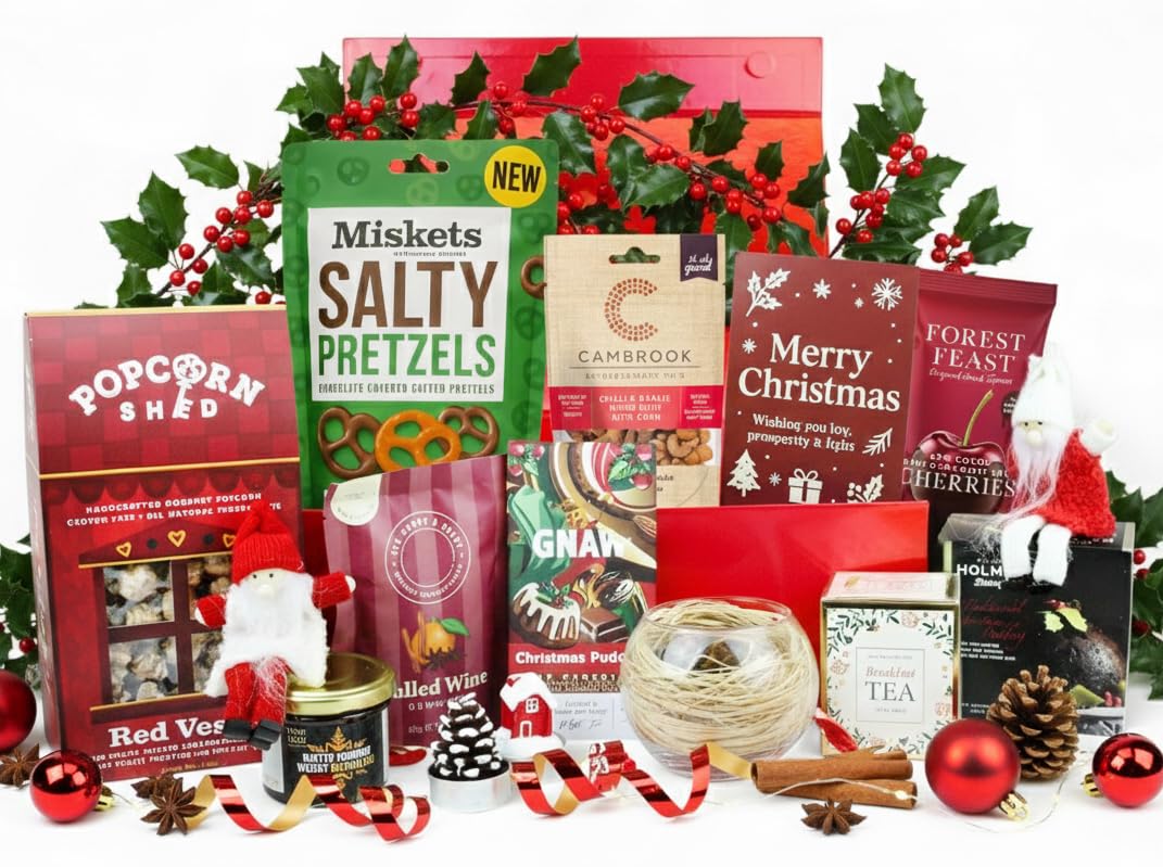 Emartbuy Luxury Premium Treats Gift Hamper Box with Gourmet Snacks Nuts Treats & More | Perfect Holiday Food Gift for Families, Friends & Corporate Gifting – Festive Christmas Cheer