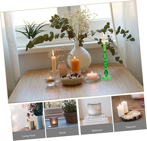 Miniatura 6 de BESPORTBLE Portavelas de cristal, portavelas cónico de vidrio, elegante candelabro de cristal, portavelas de vidrio decorativos para mesa de comedor