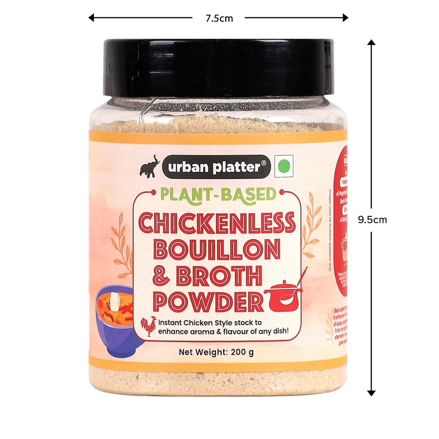 Urban Platter Vegan Chicken Bouillon & Broth Powder, 200g / 7oz [Instant Chicken Style Stock Powder]