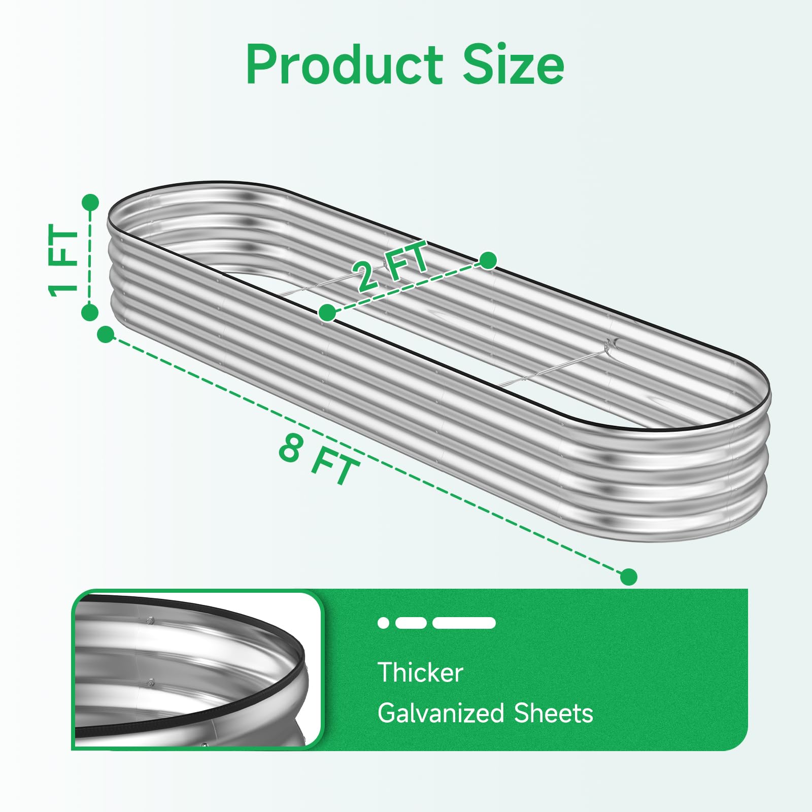 GreatBuddy 8ft Galvanized Raised Garden Bed Kit – Oval Metal 