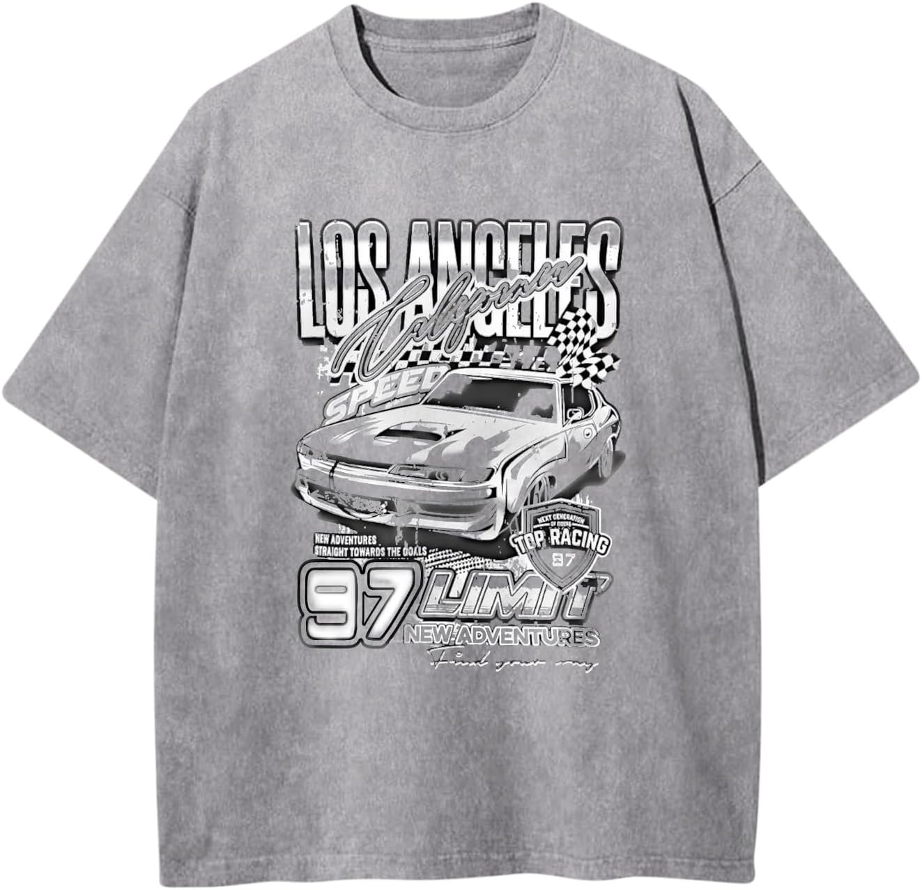 Oversized Boys Tshirts Car Graphic Cotton Tees Kids Acid Wash Vintage Tshirt Youth Short Sleeve Distressed Tops