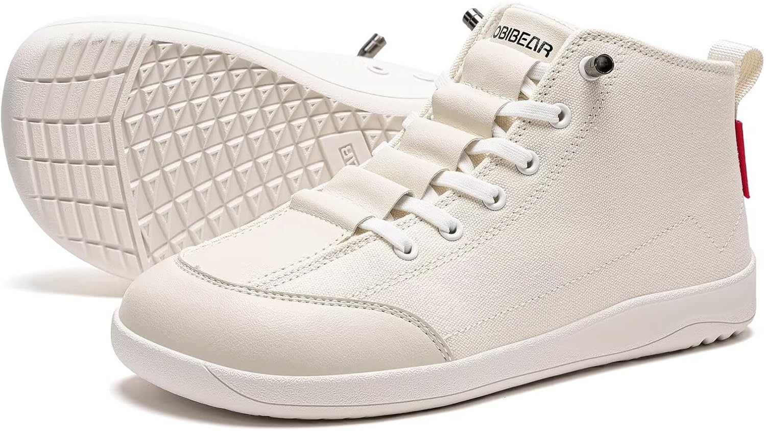 HOBIBEAR Canvas Barefoot Boots for Women Zero-Drop Wide Width Shoes Mid Top Breathable Walking Boots - Image 2