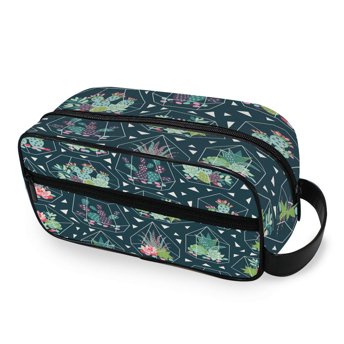 Borsa da viaggio pieghevole da appendere per cosmetici, cactus verde pianta trucco organizzatore borse per donne ragazze bagno