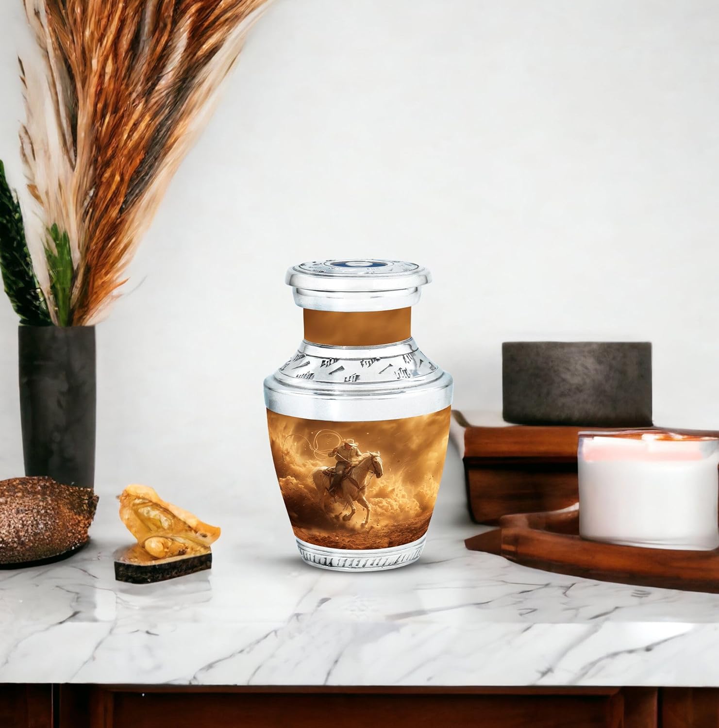 Cowboy Urn - Ashes Keepsake - Cremation Urns for Adult Ashes Men - Urn for Human Ashes - Burial Urns for Ashes (3 inch Pack of 1)