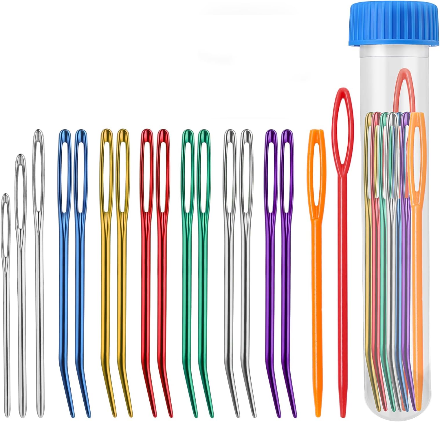 17-Piece Tapestry Needle Set - Bent Tip, Large Eye, Blunt Needles for Hand Sewing, Knitting, Crochet