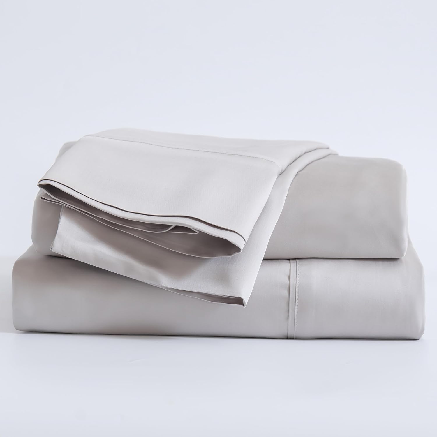 Bed Sheet Set, 100% Viscose Made from Bamboo, Ultra Soft, Cooling & Breathable, Deep Pocket (Gray, Queen (U.S. Standard))