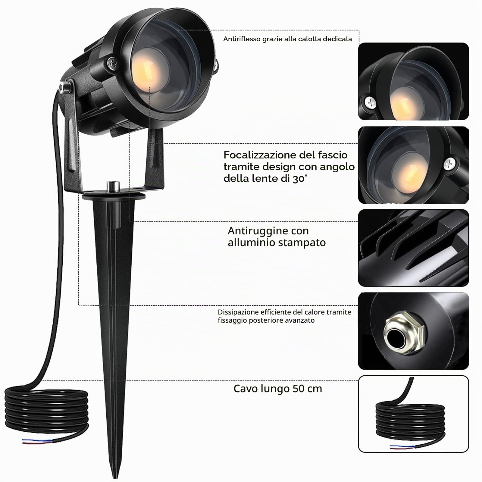 Illuminazione per esterni a LED da giardino, faretto da giardino, 7 W, 12 V, 24 V, illuminazione a bassa tensione, impermeabile IP66 LED, per terrazza Corte Ch