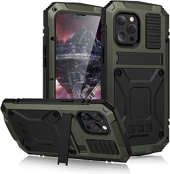 Compatible for iPhone 13 Pro Max Case, Aluminum Metal Gorilla Glass Shockproof Military Heavy Duty Sturdy Protector Cover Hard Case for iPhone 13 Pro Max 13 Pro Max, Green