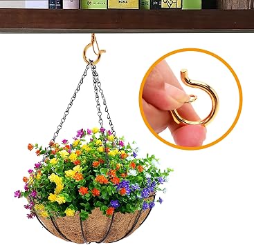 40 PCS Q Hanger Hooks with Safety Buckle, Windproof Screw Hooks for Hanging Outdoor String Lights, Christmas Lights,Cups, Decors,2.3 Inches,Gold
