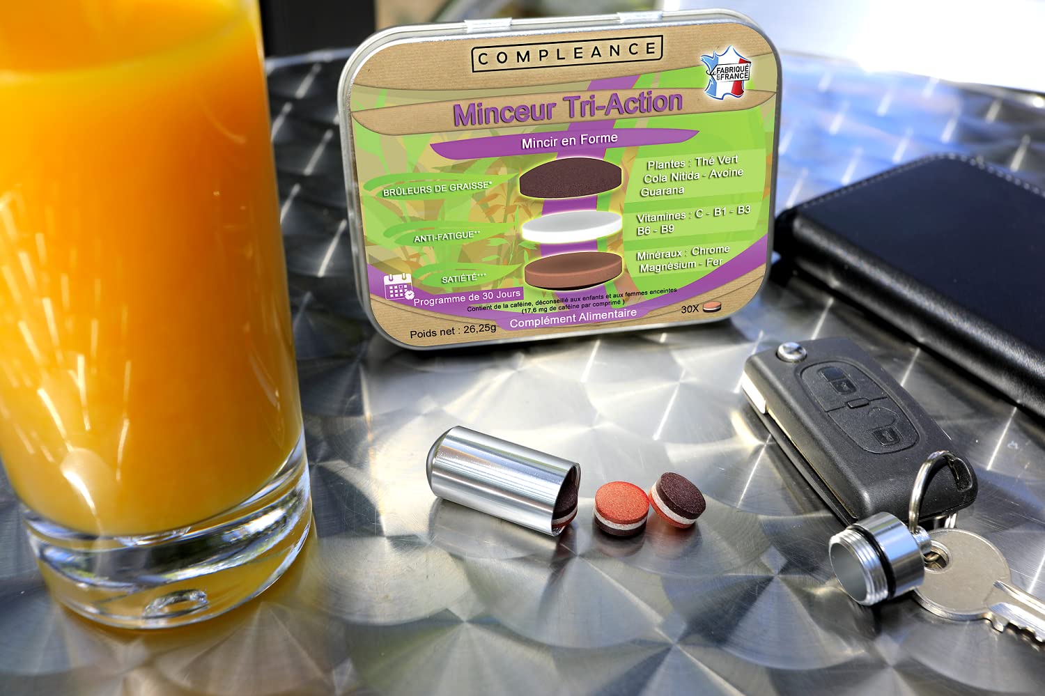 Minceur Tri-Action : Brûleur de Graisse Extra Fort - Coupe-faim - Anti-fatigue | Aide à maigrir | Thé vert, Guarana, Cola, vitamines et minéraux | 1 seul comprimé Tricouche par jour suffit