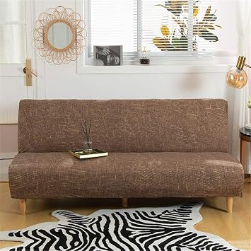 Stretch Sofa Slipcover Armless Futon Cover Printed Fitted Furniture Protector Elastic Spandex Washable Armless Folding Couch Sofa Cover Printed-033
