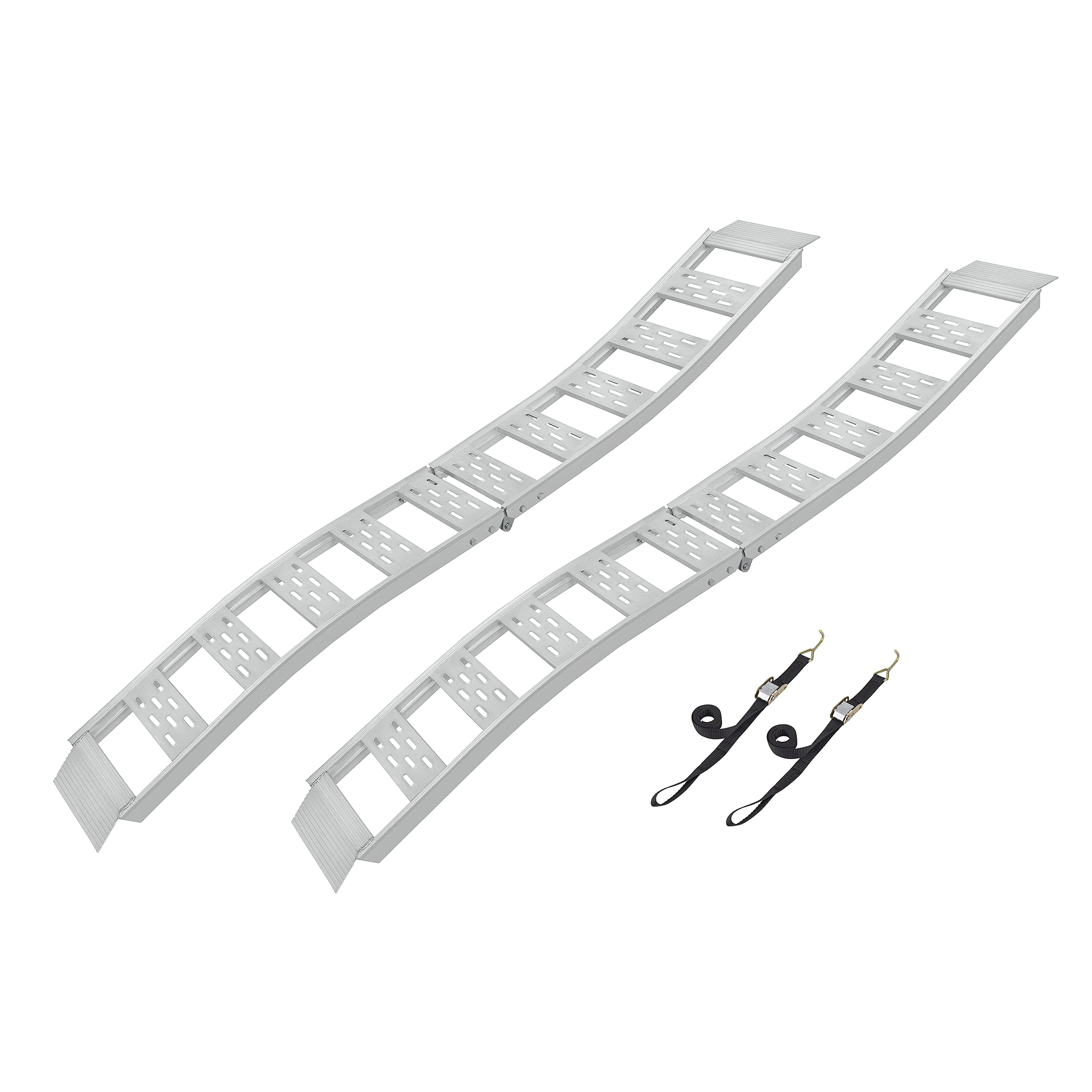 CargoSmart Aluminum Folding S-Curve Ramp with Treads (2pk) – Easily and Safely Load and Unload Light Equipment, Lawn Tractors, ATVs and More, 1,500 lb. Capacity, 12” W x 90” L