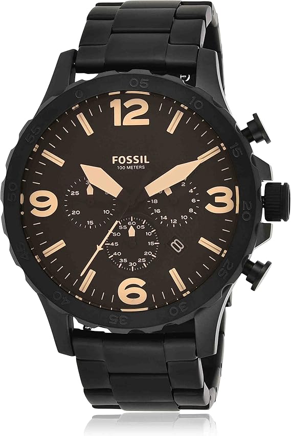 Fossil Nate Uhr für Herren Quarzwerk Chronograph mit Edelstahl- oder Lederarmband