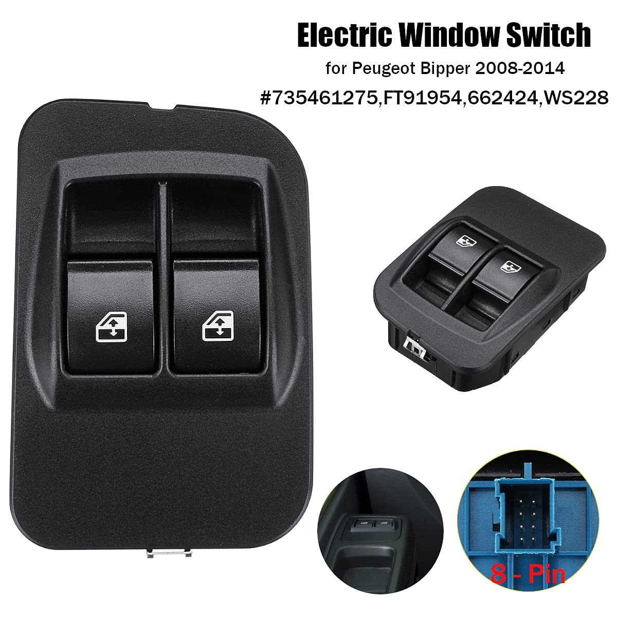 Pulsante Interruttore Alzacristalli Elettrico Per Peugeot Per Bipper 2008-2014 Per Citroen Per Nemo 735461275 Interruttore Alzacristallo Elettrico A 8 Pin Per Auto Interruttore Alzacristallo Elettrico