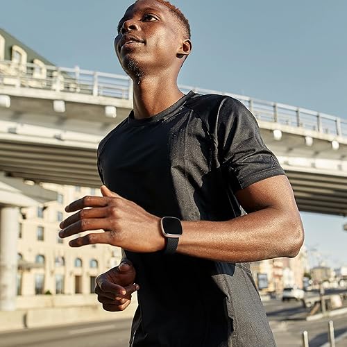 Miniatura 6 de Maledan Banda elástica trenzada compatible con Fitbit SenseFitbit Versa 3Versa 4Sense 2 bandas para mujeres y hombres, correa elástica suave para