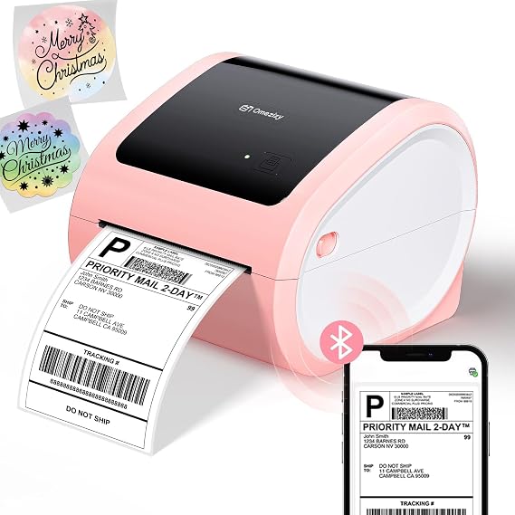Shipping Label Printer 4x6 with Built-in Label Bin | Pink Thermal Label Printer for Small Business, Shipping Packages, Home, Office, Compatible with USPS, Shopify, Amazon, Tiktok