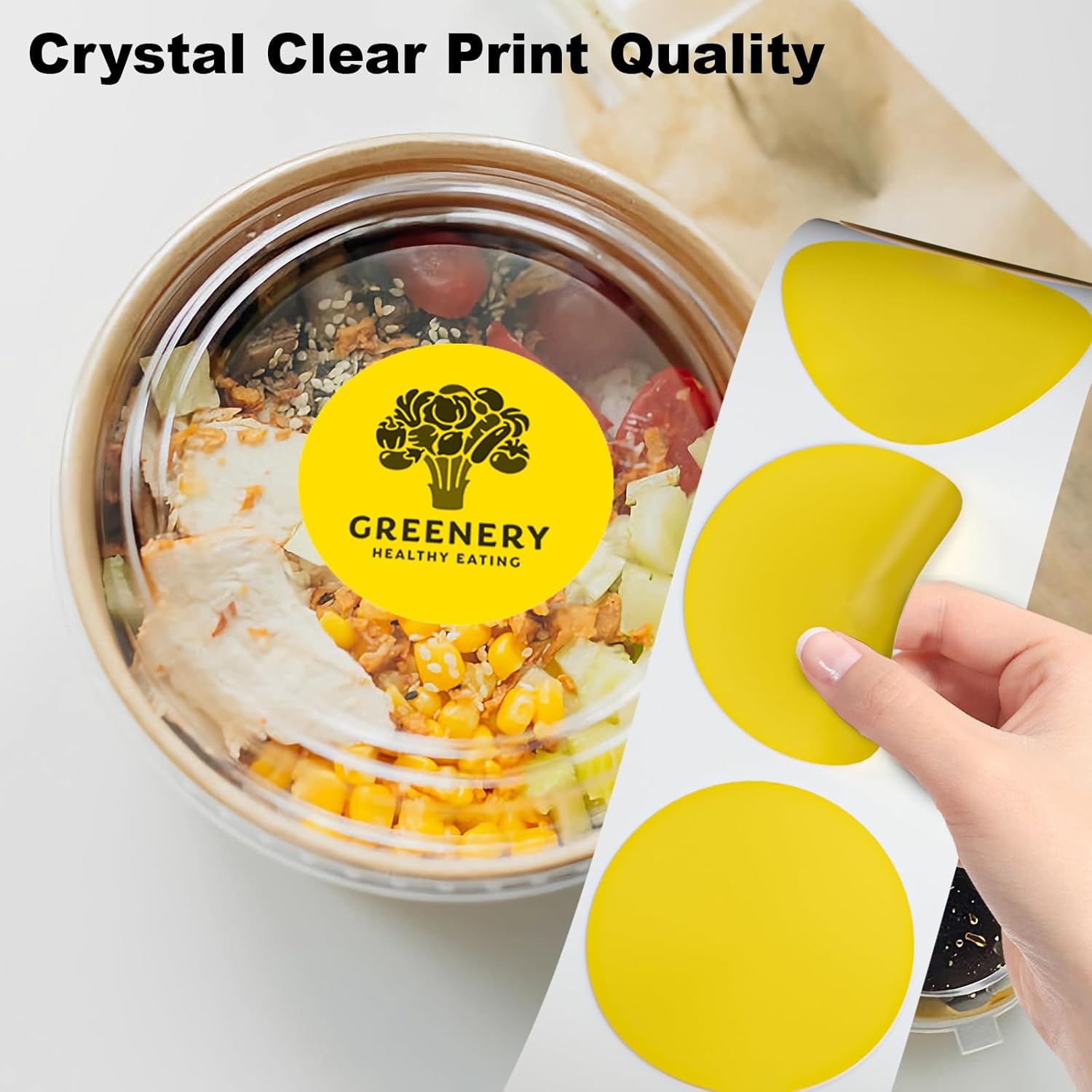 Circle Direct Thermal Labels, Thermal Printer Labels for Name Tag, DIY, QR Code, Self-Adhesive Address Stickers, Bright Yellow Sticker Labels Compatible with Zebra, Rollo, MUNBYN,(750 Labels/1 Roll) - Image 4