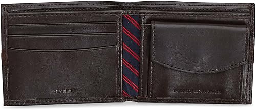 Miniatura 9 de Tommy Hilfiger Cartera plegable delgada de piel auténtica para hombre con bolsillo para monedas Negro