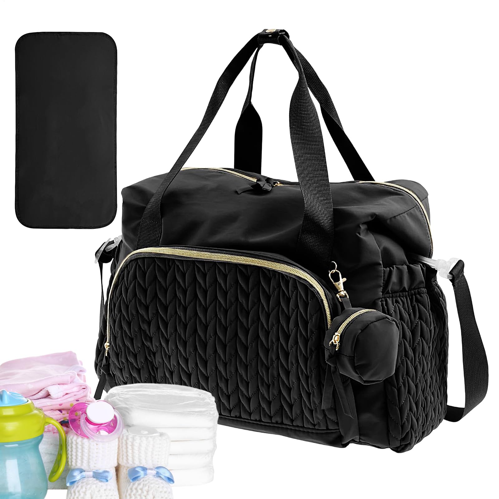 Genérico Borsa per pannolini da viaggio, borsa per pannolini per bambini - Borsa per pannolini di grande capacità astuccio per ciuccio,Forniture per bambini riutilizzabili, accessori da viaggio per