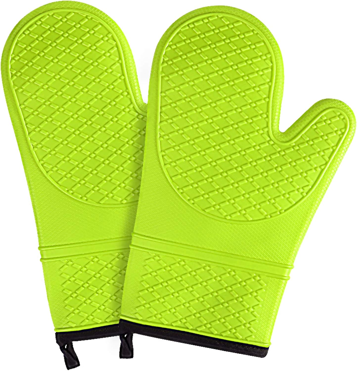 Yvnicll Silicone Oven Mitts, Kitchen Oven Glove,Non-Slip Kitchen Cooking Oven Mitts with Quilted Liner, High Heat Resistant 500 Degree (Green)