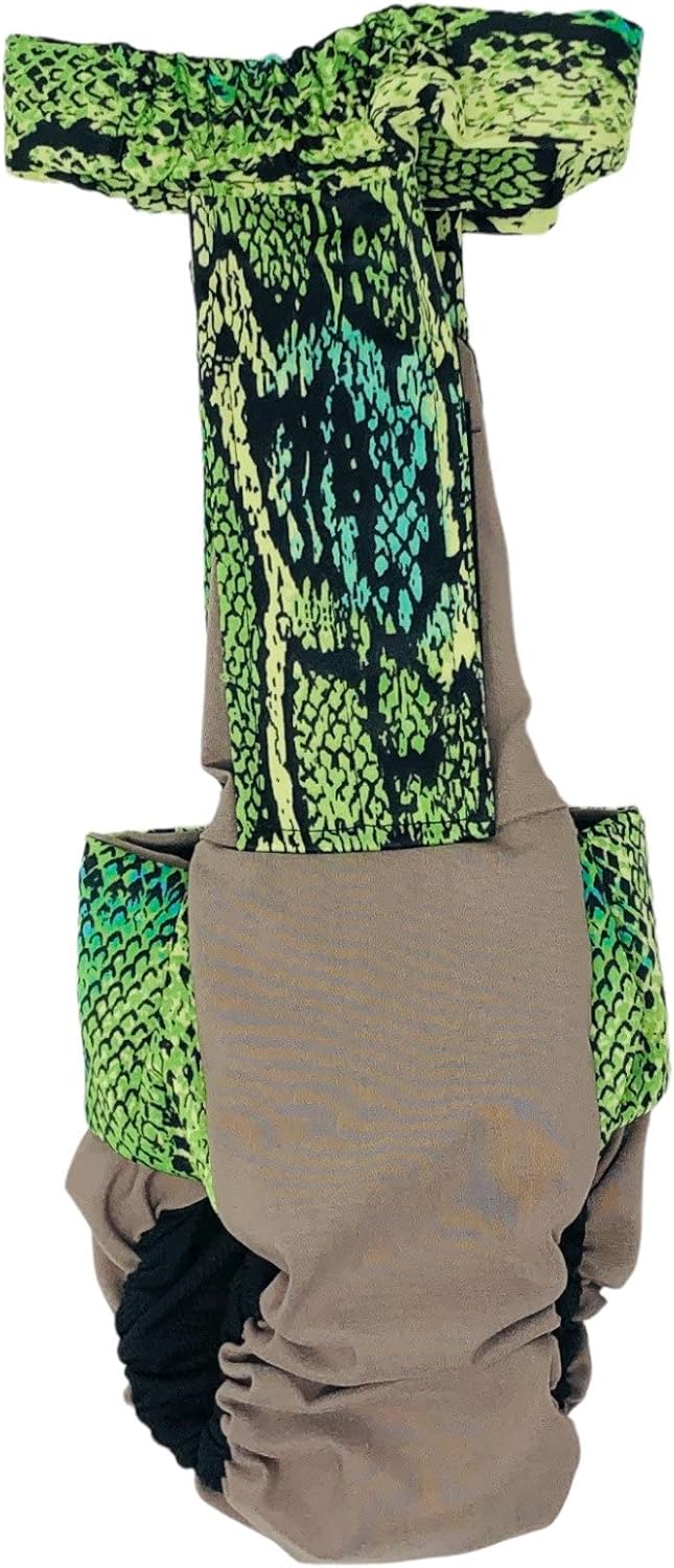 Rainforest Python on Brown Dog Diaper Overall, XXL, Without Tail Hole - Made in USA