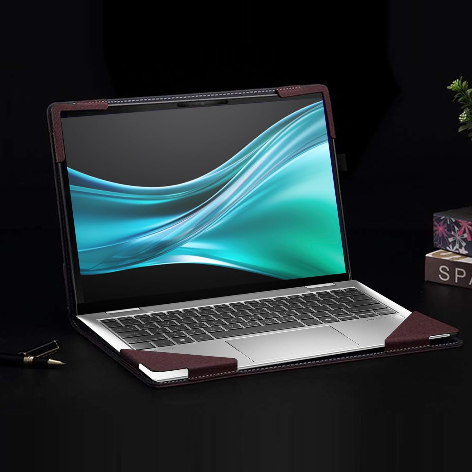 Laptop Cover for HP Elite x360 830 13 inch G11 G10 G9 2-in-1 |HP Elitebook 830/835 G9 G10 G11 All Inclusive Drop Case PU Leather Inside Pocket Case (Wine red)