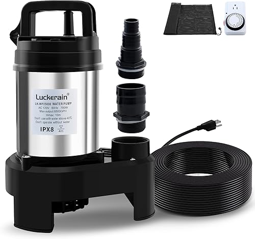 Bomba de agua sumergible 23 HP Bomba de aguas residuales de acero inoxidable, temporizador automático 5500 GPH bomba de sumidero para riego de