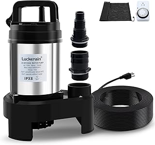 Submersible Pump 2/3 HP Stainless Steel Water Pump,Pond Pumps for Outdoor Ponds,5500 GPH Sump Pump with 50ft Cord for Swimming Pool,Basement and Water Gardens, 2'' NPT Discharge Port with Timer