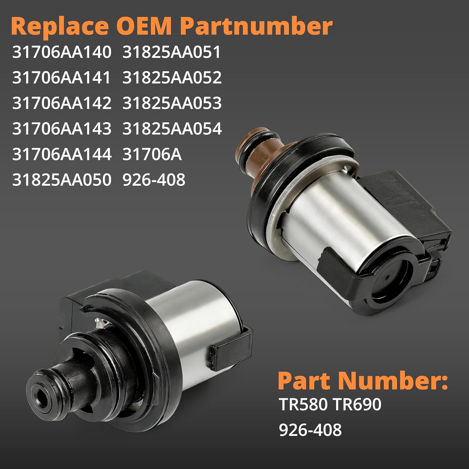 4pcs 926-408 Transmission Torque Converter Lock-up & AWD Brown + Black Solenoid 3.2-3.7 ohm Control Valve for Subaru Tr580 Tr690 CVT, for Crosstrek Forester Impreza Legacy Outback # 31825AA051