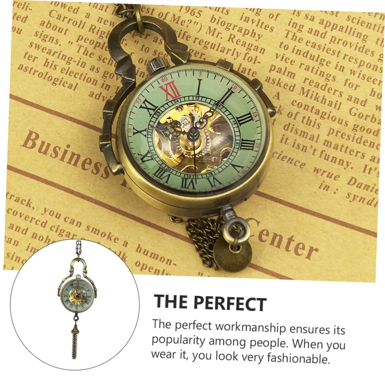 Orologio da Taschino e Stile Unico a Sfera Specchio Meccanico Vintage in Vetro e Catena da Collana, Design Creativo per Uomo e Donna