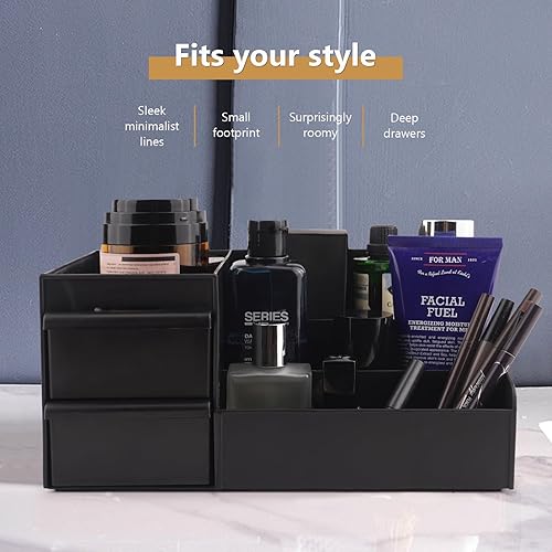 Miniatura 7 de Organizador de maquillaje transparente y almacenamiento con cajón apilable, vitrina de cosméticos para tocador, encimera de baño o tocador, soporte