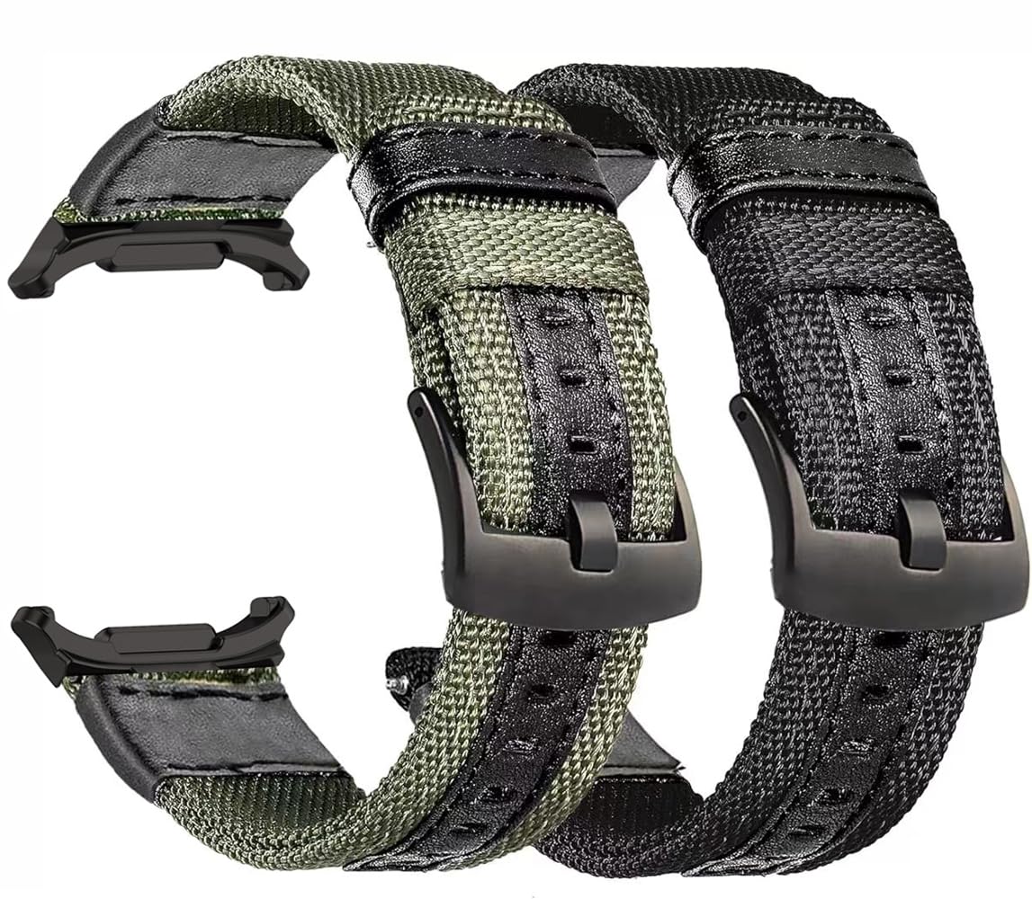 Kompatibel SAMSUNG Galaxy Watch Ultra 47mm Armband 2025/2024, Dauerhaft Nylon Bänder Ersatzband Armband for Galaxy Watch 8 7 Ultra 47mm Frauen Männer Schwarz+Grün