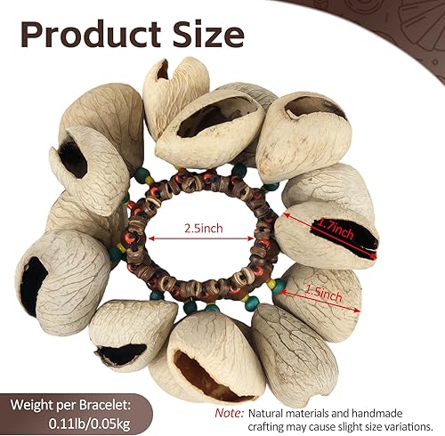 Vista 17 de Pulsera tobillera con sonajero de semillas de Cacho, 2 unidades, pulsera africana de concha de nuez, accesorios de percusión natural, instrumento