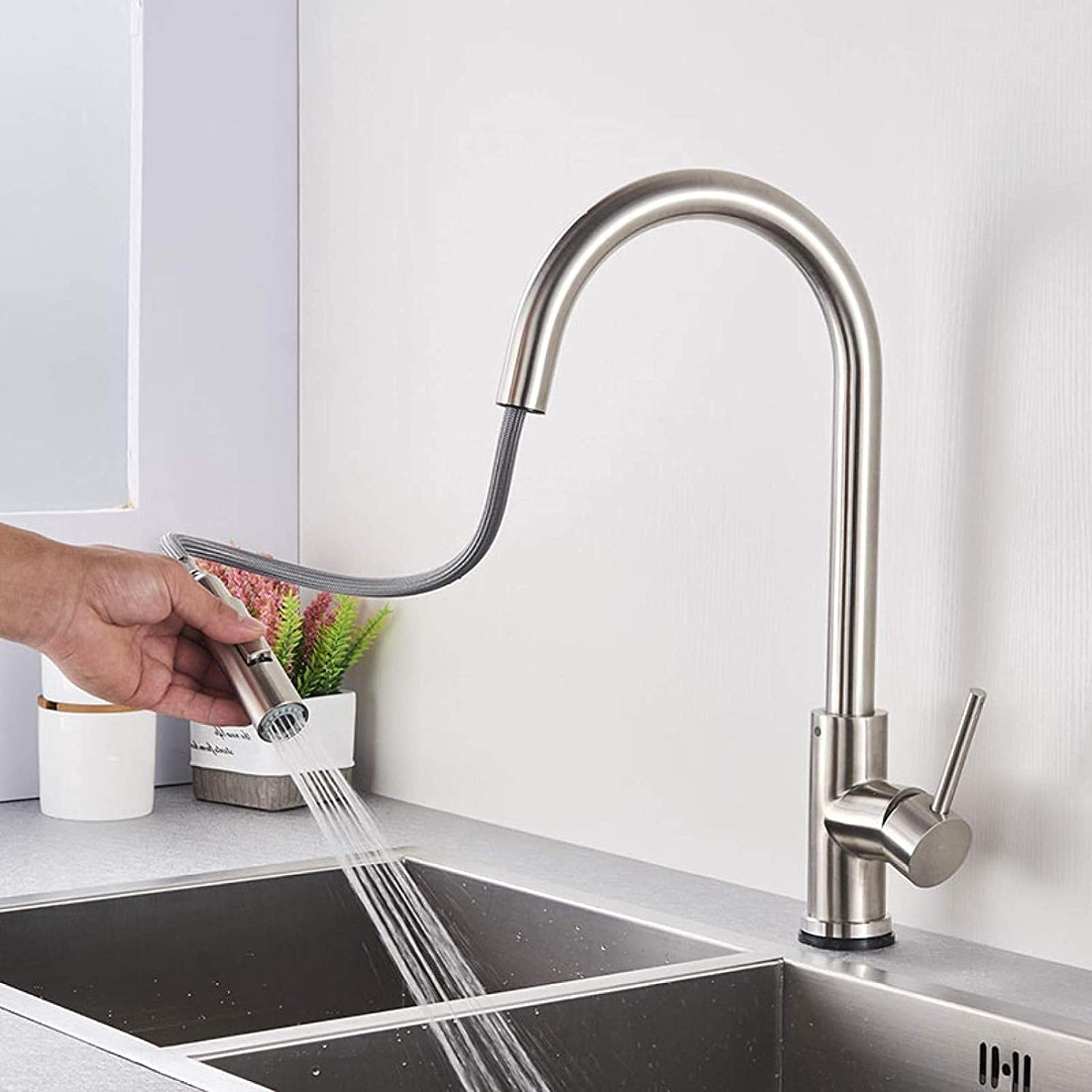 Robinet de capteur d'évier de cuisine extractible mitigeur tactile