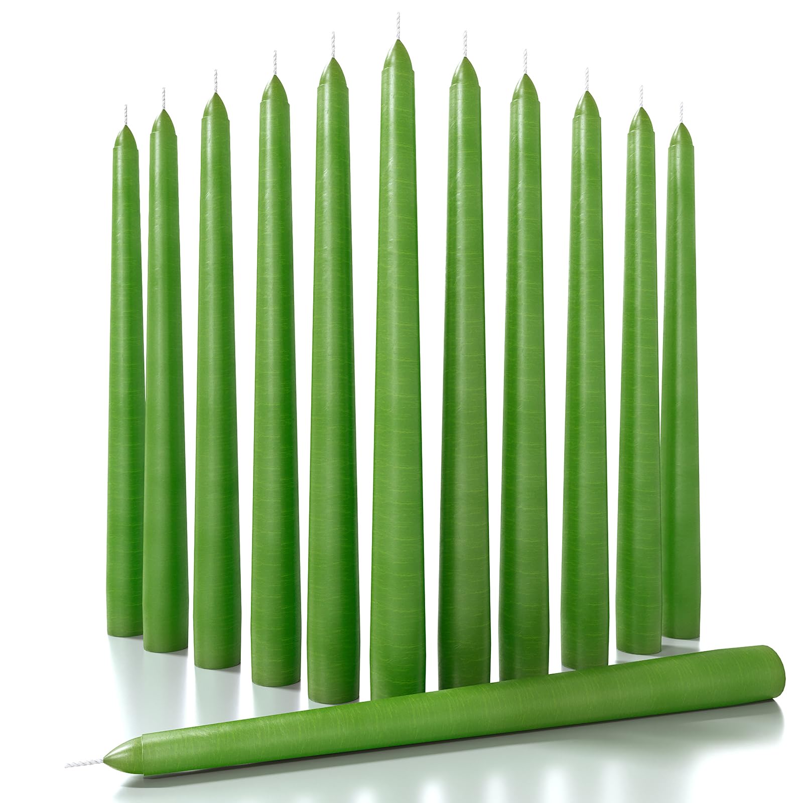 Candwax Grass Green 30 Cm Taper Candles Set Of 12 - Dripless And Smokeless Candle Unscented - Slow Burning Candle Sticks Ideal As Dinner Candles – Green Candles