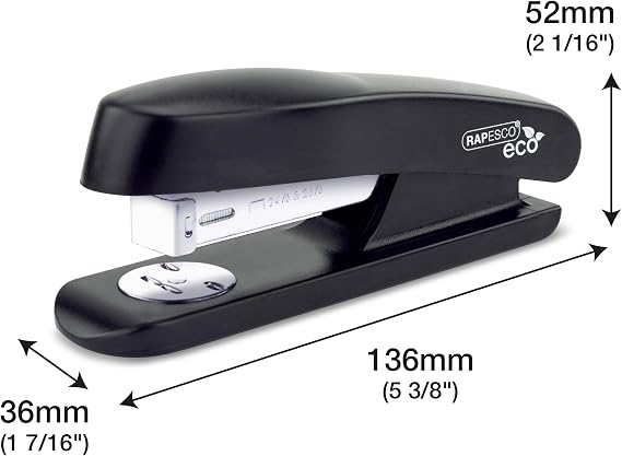Rapesco 1756 4 ECO Half Strip Staplers and 4 Boxes of 1000 Staples, Black