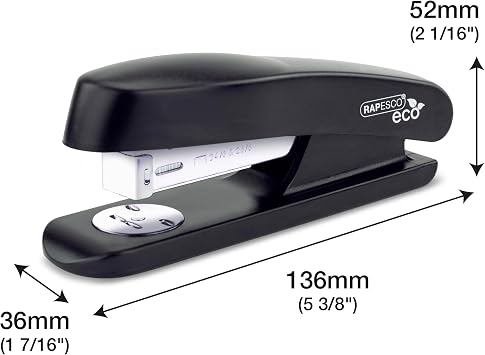 Rapesco 1756 4 ECO Half Strip Staplers and 4 Boxes of 1000 Staples, Black