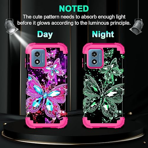 Miniatura 10 de Miqala Funda para Moto G Stylus 2022 5G4G, brillante en la oscuridad, tres capas de plástico duro resistente a prueba de golpes + funda protectora