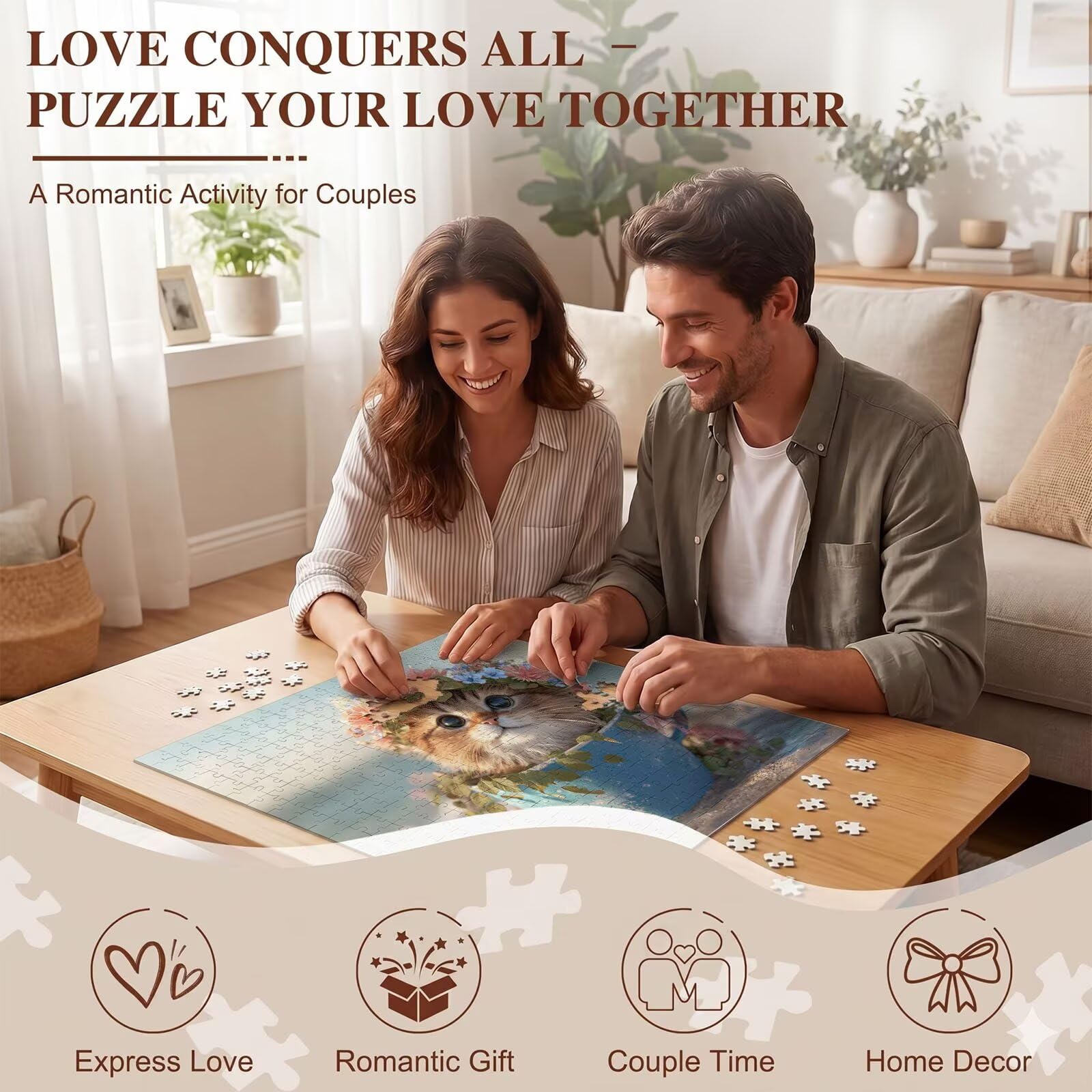 Carino gatto-4 Puzzle 5000 Pezzi per Adulti, Puzzle in Legno - Collezione Classica con Poster Incluso - Sfida di Concentrazione e Passatempo Antistress, Gioco per Famiglia, 156 x 105 cm f0-570