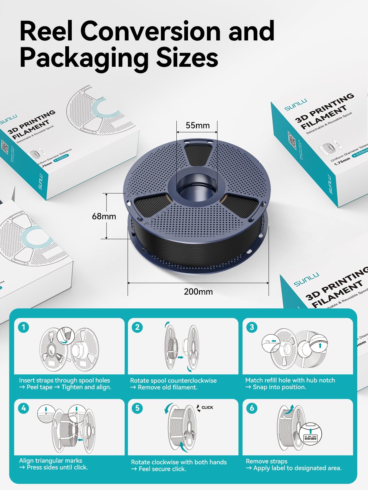 SUNLU Filamento ASA de 4 kg de 0.069 pulgadas, filamento resistente a los rayos UV/lluvia/calor, ideal para imprimir piezas mecánicas funcionales al aire libre, 4 kg en total, 2.2 libras por carrete