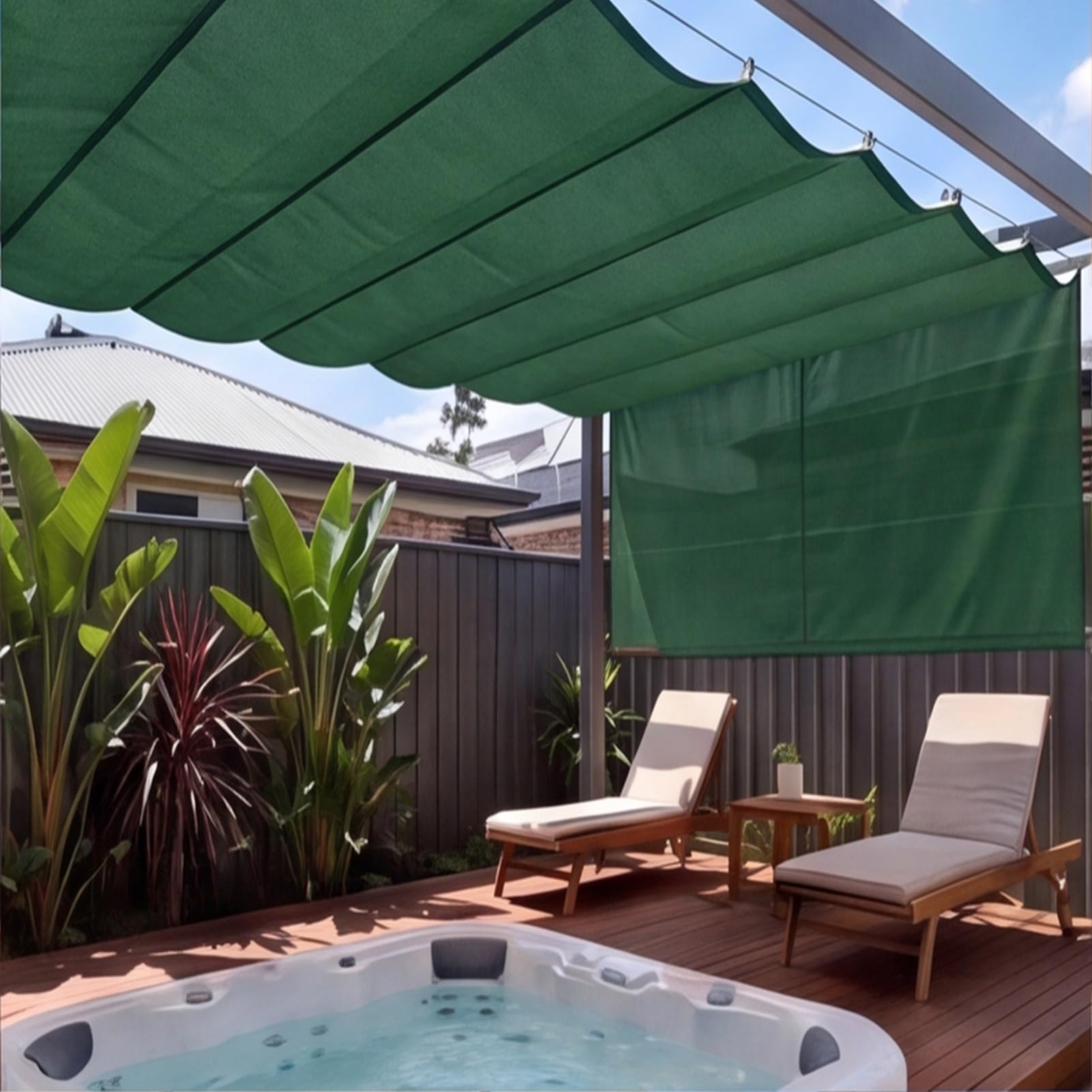 Toile d'ombrage rétractable pour terrasse contre la chaleur et la pluie