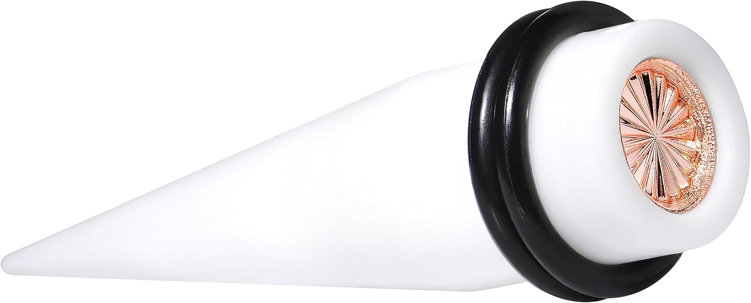 Body Candy 1/2" White Acrylic Pink Flashy Tire Rim Taper Ear Gauge Plug (1 Piece)