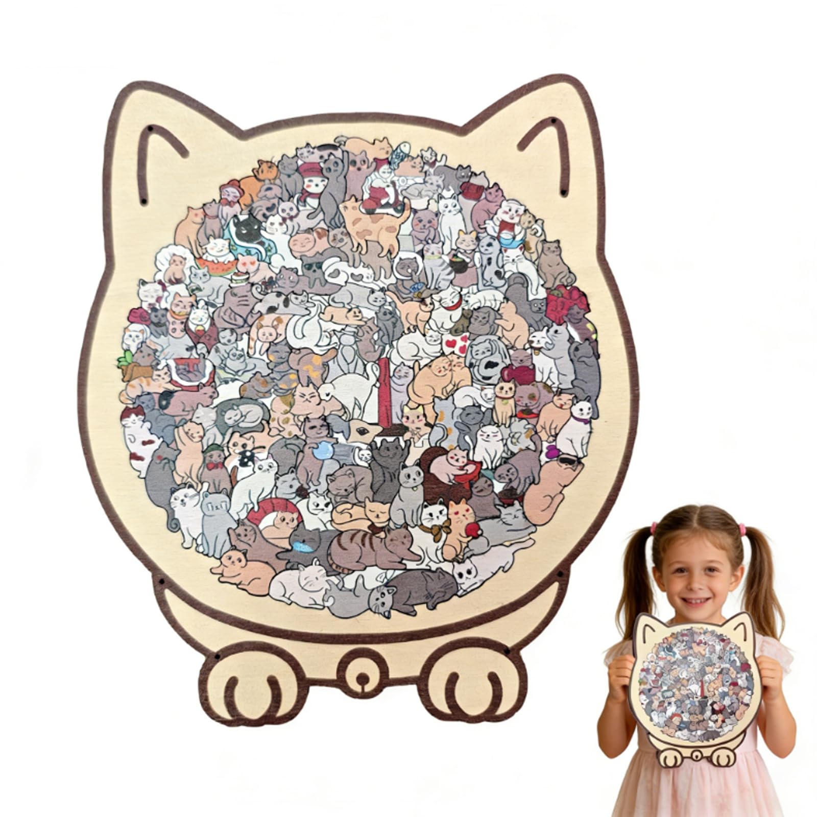 Cat Wooden Jigsaw Puzzles, 75-Piece Unique Animal Shaped Puzzle