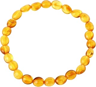 Baltic Amber Adult Bracelet - Honey Color- 7.8 inches Long - Elastic Band: One Size Fits All - Anti-inflammatory - Pain Relief with no Side Effects - Certified Baltic Amber, Medium, baltic-amber, Amber