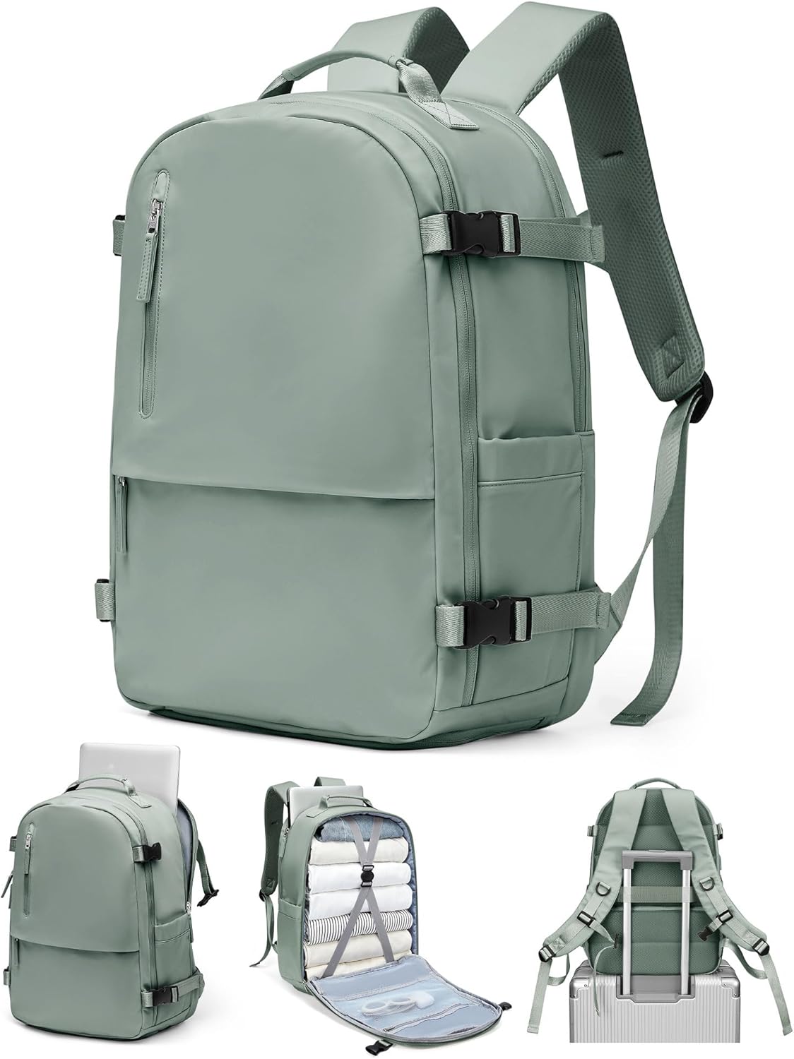 Travel Backpack for Women,Carry on Backpack Flight Approved,Casual Daypacks Cabin Bagage,Hiking Backpack Lightweight Rucksack (Simple, Military Green)