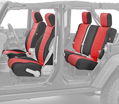 Diver Down Juego de fundas de asiento de neopreno para Jeep JK Wrangler 2007-2018, juego de asiento delantero y trasero, fundas de asiento