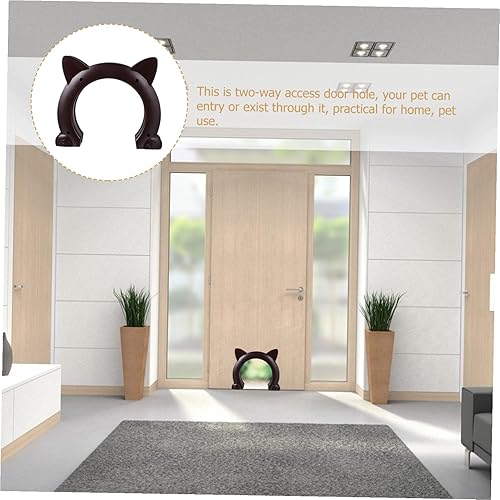 Miniatura 6 de TOYANDONA Puerta para mascotas para puertas interiores, portal integrado para gatos de plástico ABS con acceso a caja de arena oculta, diseño ligero