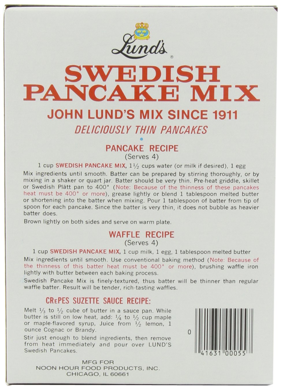 Lunds Swedish Pancake Mix, 12-Ounce (Pack of 6)