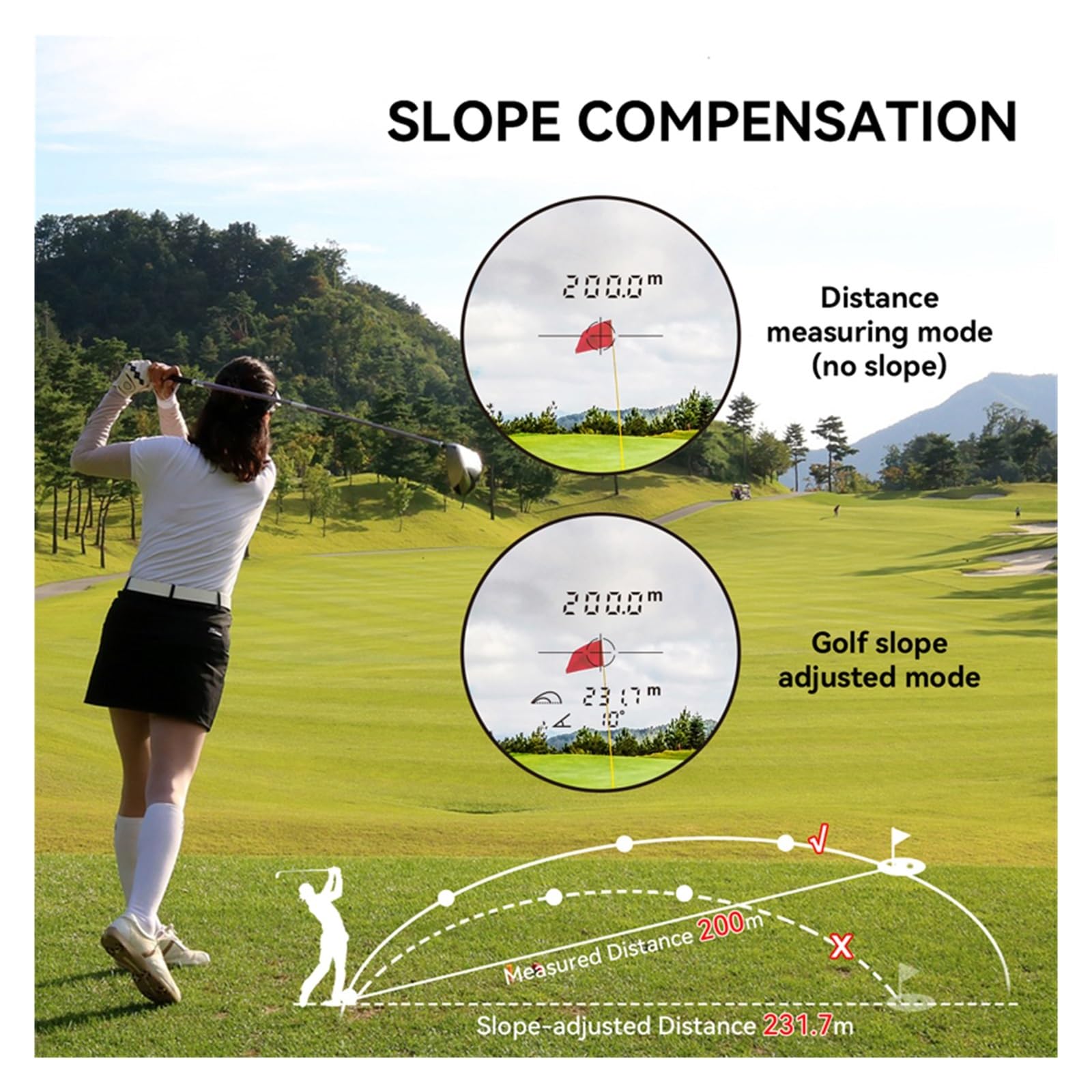 Telémetro de Golf 600M / Yard Digital Telescopio Medidor Distancia Alta precisión for la Caza Comprobación Distancias Precisa Esfuerzo
