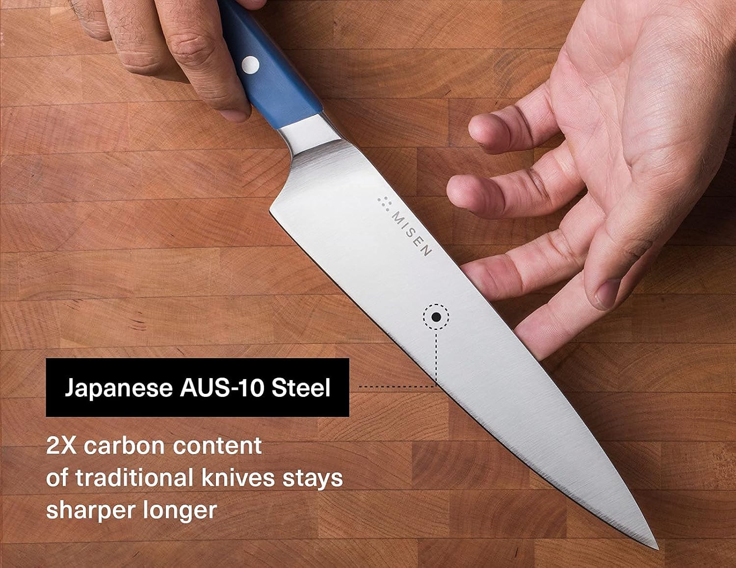 Misen Chef Knife - 8 Inch Professional Kitchen Knife - High Carbon Stainless Steel Ultra Sharp Chef's Knife, Blue: Home & Kitchen